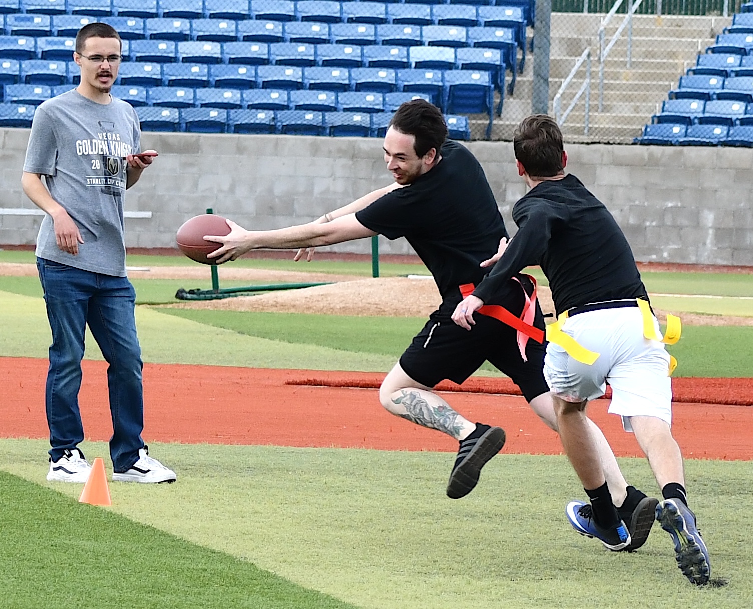 The spring flag football games presented by First Year Experience provided a competitive and spirited outlet for students and staff on April 25.